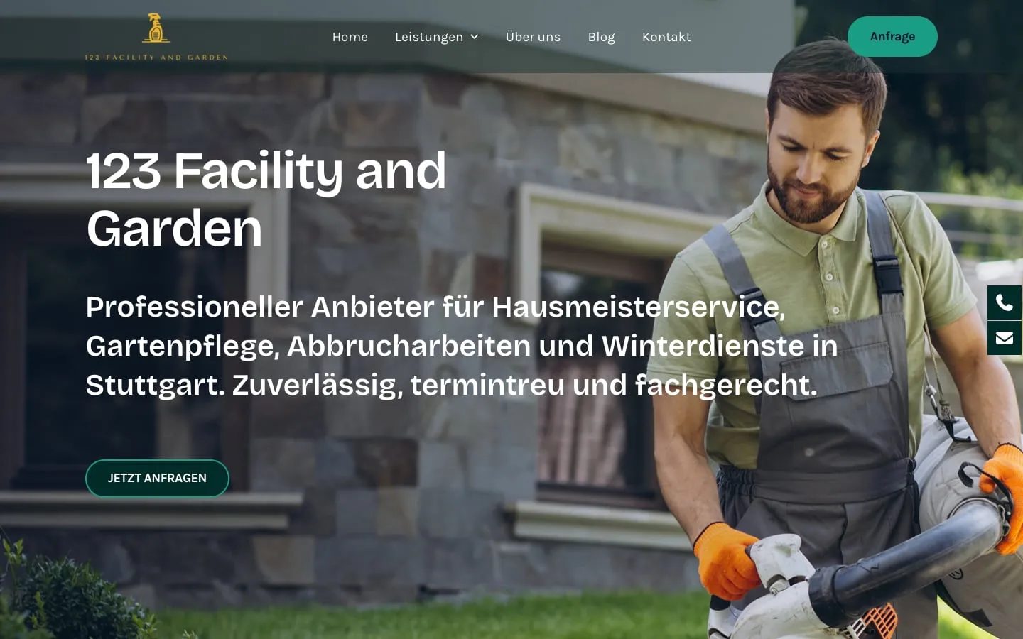 Screenshot der Website von 123 Facility & Garden